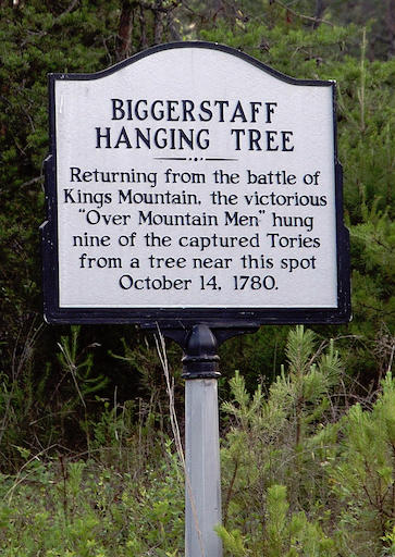 Historic marker for Biggerstaff Hanging tree