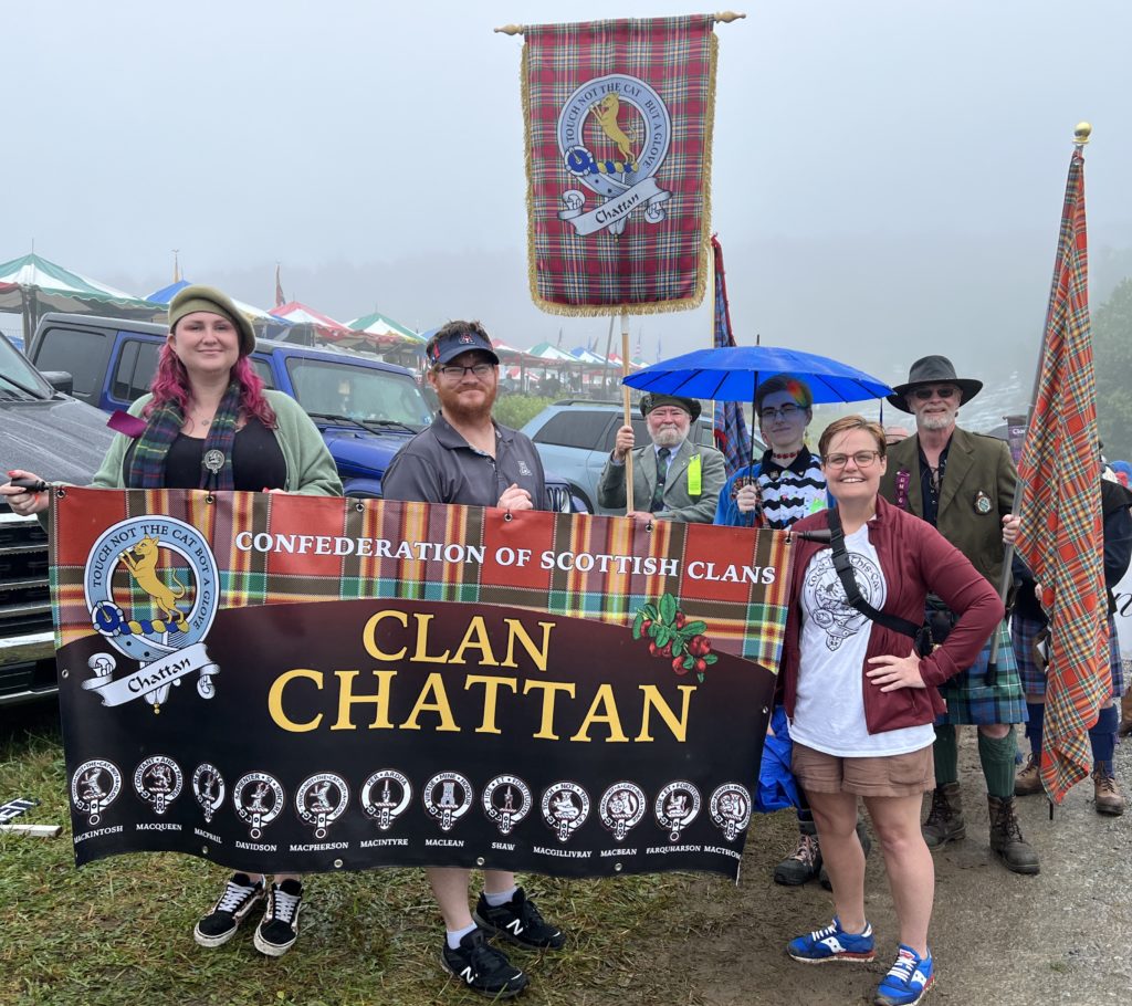 Clan Chattan prepares for the soggy Tartan Parade.